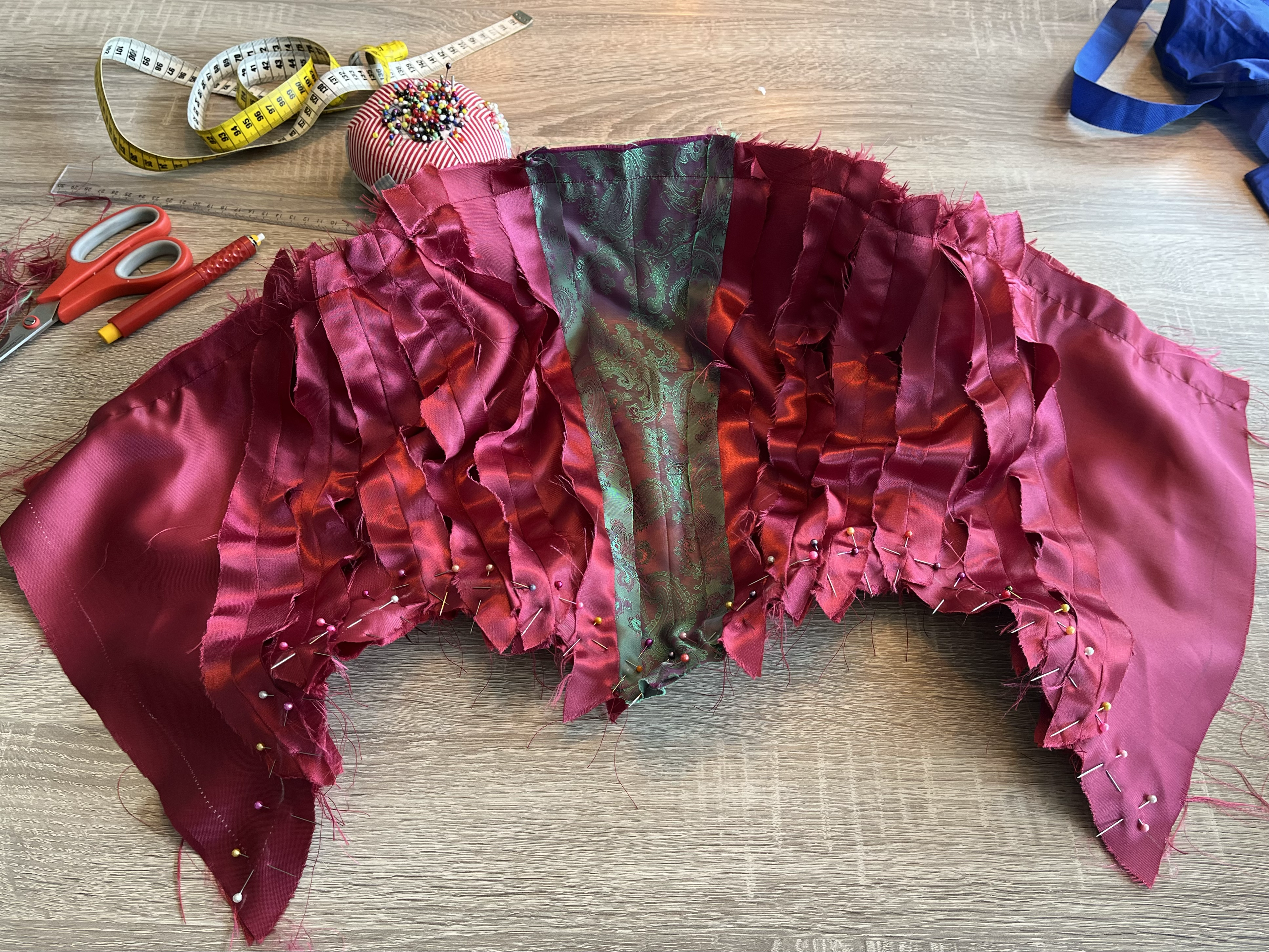 Sewn textile project on a table